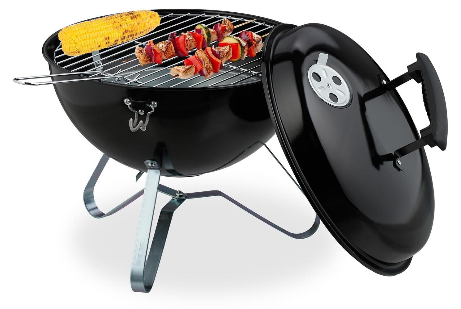Draagbare Kettle Charcoal Kogelbarbecue met Deksel - Zwart - Ø 33,5 cm