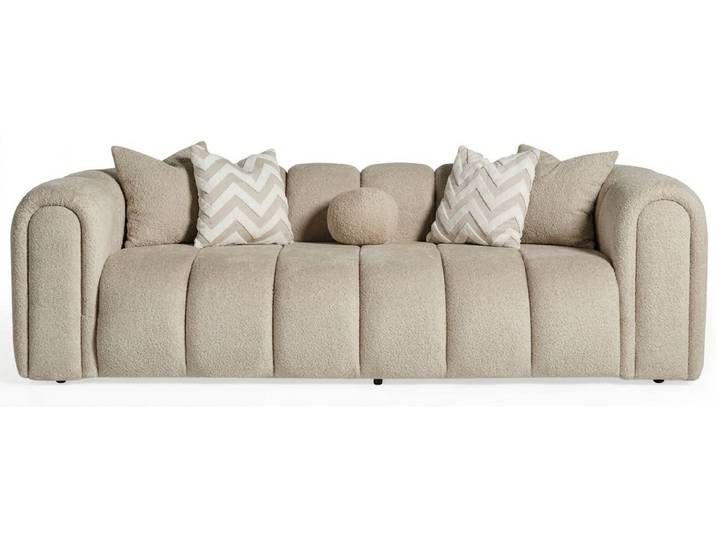 JVmoebel 3-Sitzer 3-Sitzer Sofa Beige Stoffbezug Wohnzimmer Modern geräumig, 1 Teile