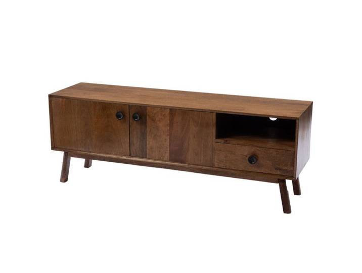 Meuble TV 2 portes 1 tiroir en manguier L150 cm Authentique - Amadeus