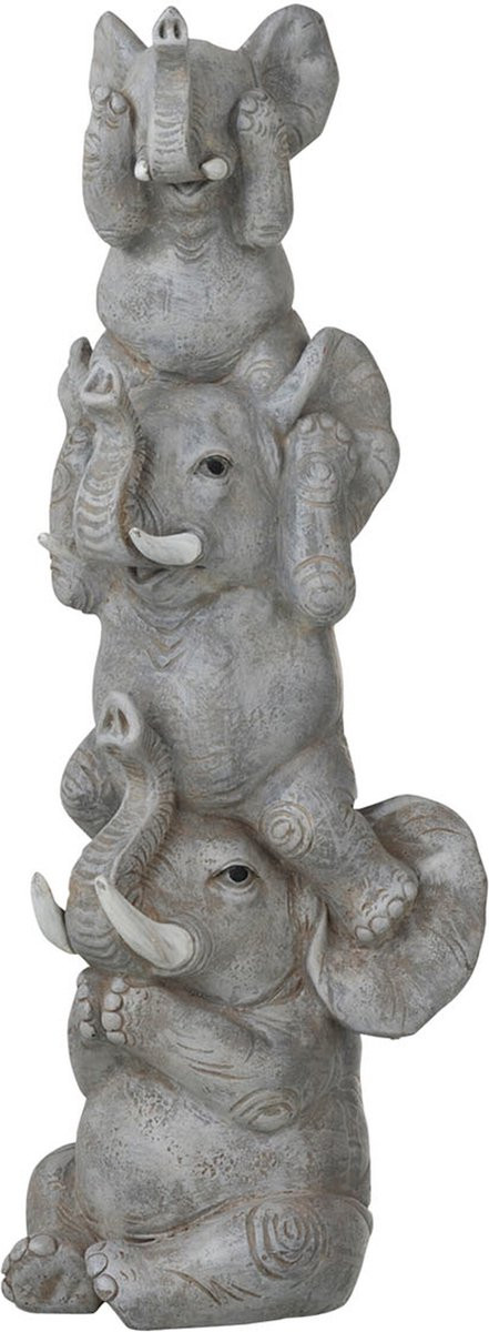 J-Line Olifant figuur Horen/Zien/Zwijgen - grijs - polyresin