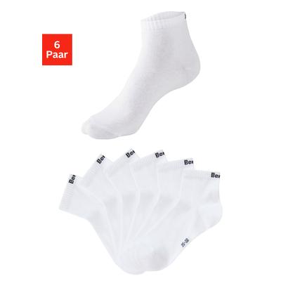 Kurzsocken BENCH. "für Damen und Herren in Baumwollmischung, für Sport und Freizeit", Damen, Gr. 39-42, weiß (6x weiß), Baumwollmischung, elastisch, Socken, mit klassischem Logoschriftzug, ohne Frottee
