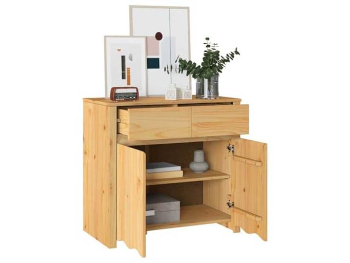 KTHLBRH Sideboard Eiche 79 x 43 x 75,5 cm Massivholz Kiefer 2 Schubladen, 2 Türen, modernes Design, großer Stauraum, nur für den Innenbereich