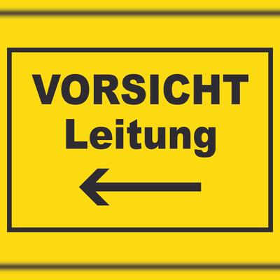 HB-Druck Vorsicht Leitung mit Richtungspfeil links Schild A0 (841x1189mm)