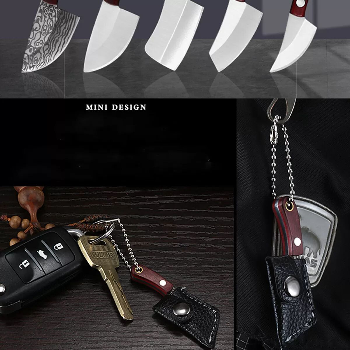 INF Mini couteau porte-clés, couteau de poche en acier inoxydable