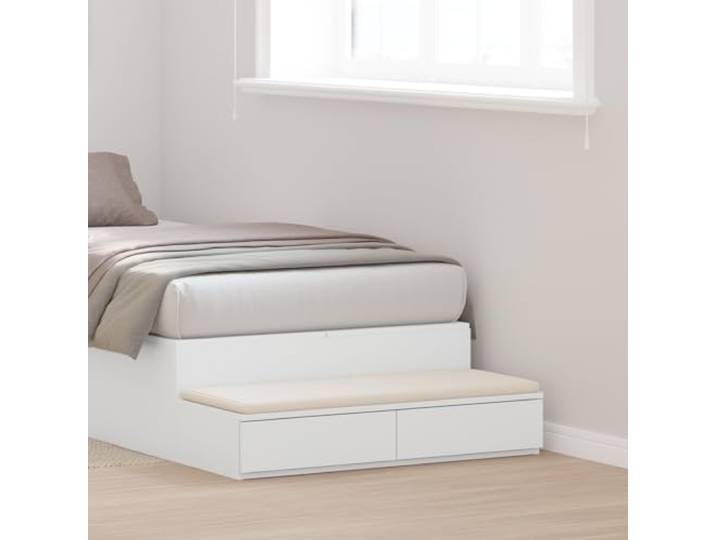 HEFZGDB Weißer Nachttisch mit Zwei Schubladen aus MDF, minimalistisches Design, 100x36,5x16,5 cm, schlankes modernes Möbelstück für Schlafzimmer, funktionaler Stauraum, langlebiges