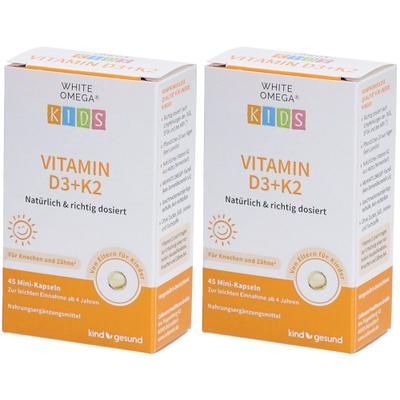 White Omega Kids Vitamin D3+K2 Kapseln Doppelpack 2x45 St