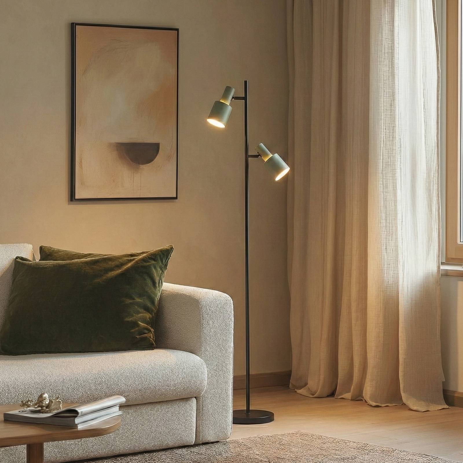 Lampada da terra Ovelia Lindby, Nero, Soggiorno / Sala da pranzo, Metallo, Moderno, Lampada da terra