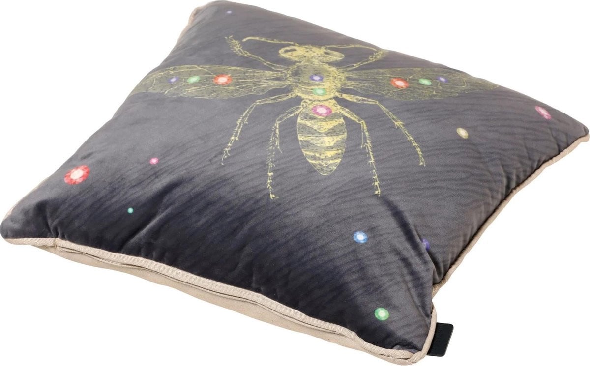 Madison Sierkussen Velvet Insect Grey - 45 x 45 cm - Grijs