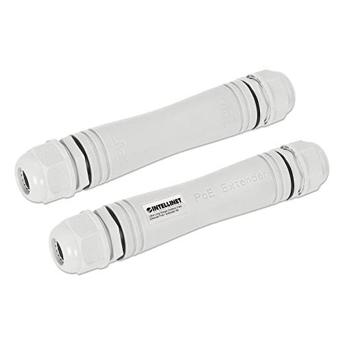 Intellinet Ultra Long Range Outdoor 10/100 PoE+ Extender Set Verlängert PoE-Reichweite auf bis zu 1000m PD-Port bis zu 95W IP67 grau