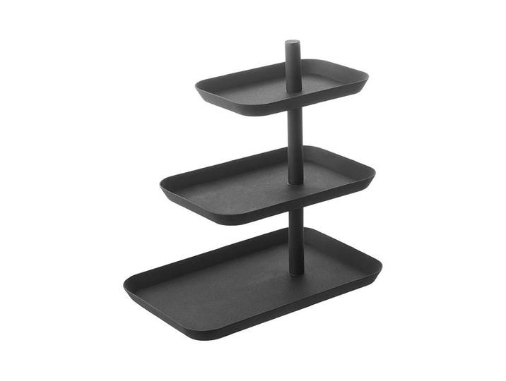 Etagere YAMAZAKI Tower 3-stufig , schwarz, B:15,7cm H:25,7cm L:24,7cm, Metall, Servierplatten, Etagere