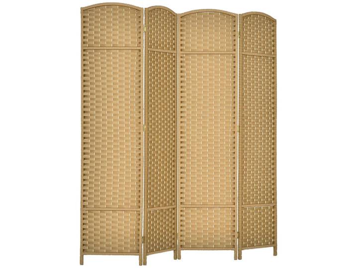 ComfortXL Paravent De-14282 4-teilig, klappbar Natur, Naturfarben, Holz, 160x170x1.6 cm, Wohnzimmer, Raumteiler, Paravents