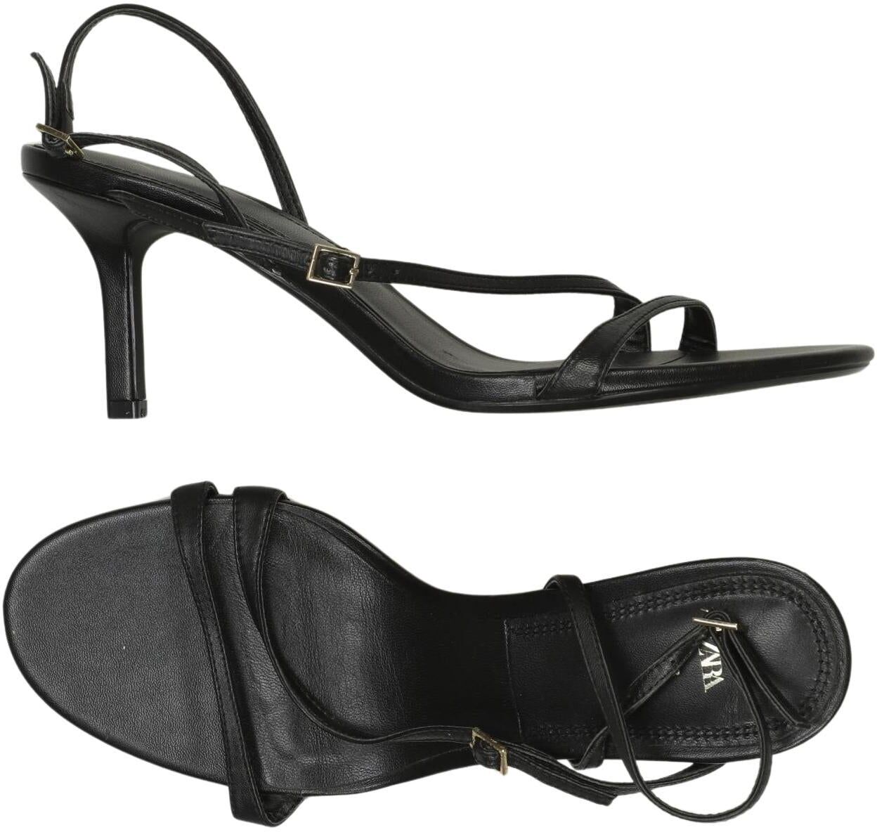 Zara Damen Sandalen, Schwarz, Gr. EU 38, Leder - Second Hand