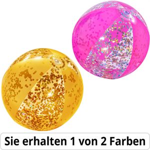 Bestway Wasserball 31050 Glitter Fusion, farbig sortiert, aus PVC, aufblasbar, mit Glitzer gefüllt, Ø 28cm