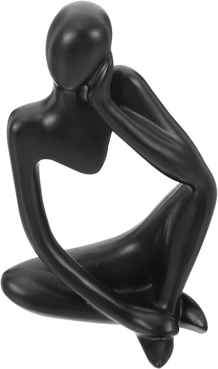 Denker Beeldje - Abstracte Sculptuur voor Huisdecoratie - Zwart