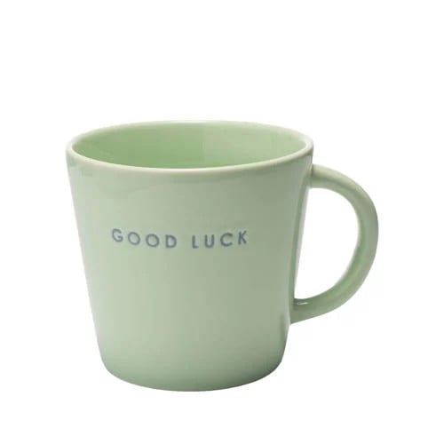 Vondels cappuccino mok GOOD LUCK lichtgroen 250 ml