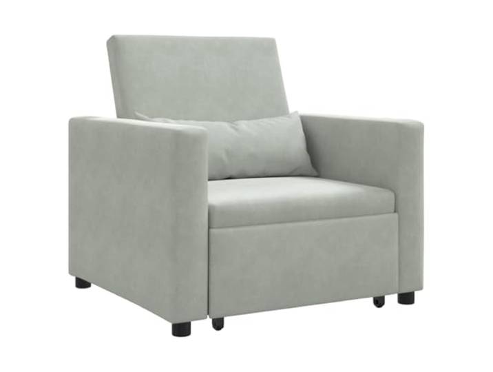 Ausziehbare Schlafcouch Einzel mit Rädern Hellgrau Samt 3-in-1 Sofa Bett Verstellbare Rückenlehne, pflegeleichter Samtstoff, modernes Design, flexible Raumgestaltung, platzsparend