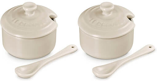 Le Creuset Stoneware Serenity Matte Brioche Set of 2 Condiment Pots