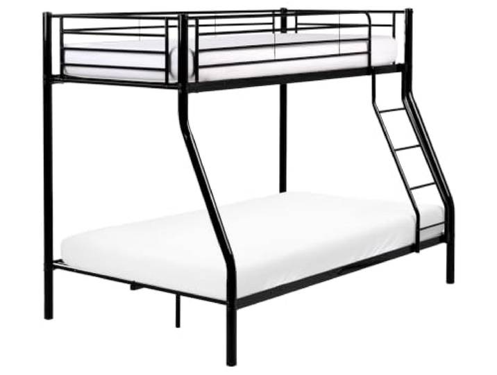 Beliani Hochbett Metall Schwarz Stahl 90/120x200 Dreier-Hochbett mit Leiter Belastbarkeit 200 kg, 90/120 x 200 cm