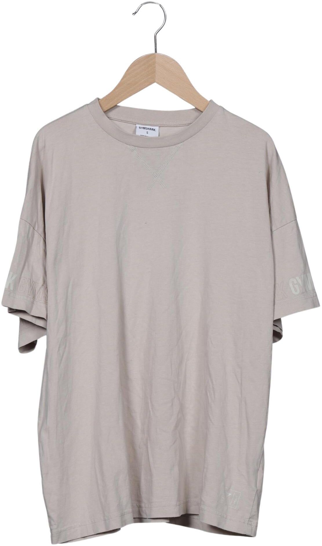 Gymshark Damen T-Shirt, Beige, Gr. S, Baumwolle - Second Hand