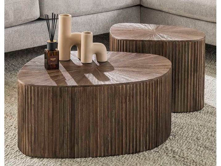 Couchtisch Set Luck 2 , 2-teilig , Teakholz massiv , Espresso