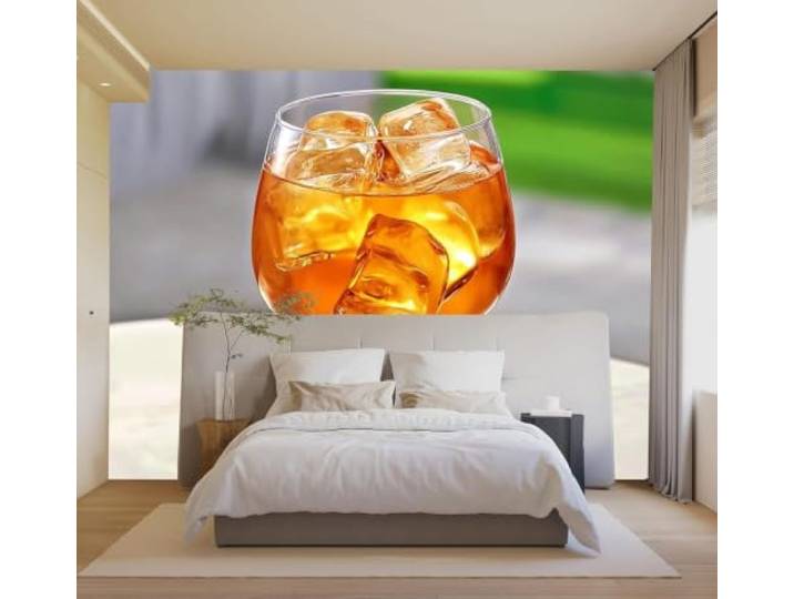 3D Tapeten Dreidimensional Bernsteinfarben Cocktail Eiswürfel Weinglas Luxuriöse Seide Deko Aufkleber Geeignet für Restaurants Sofas Wohnzimmer Schlafzimmer Sowie alle Wände Wandbilder-430cm×300cm