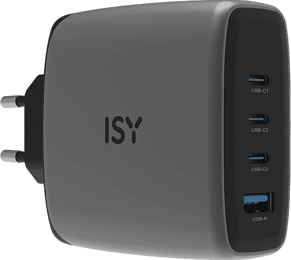 Cargador de pared - ISY IAC-7140, 140W, Carga ultrarrápida, Gris oscuro
