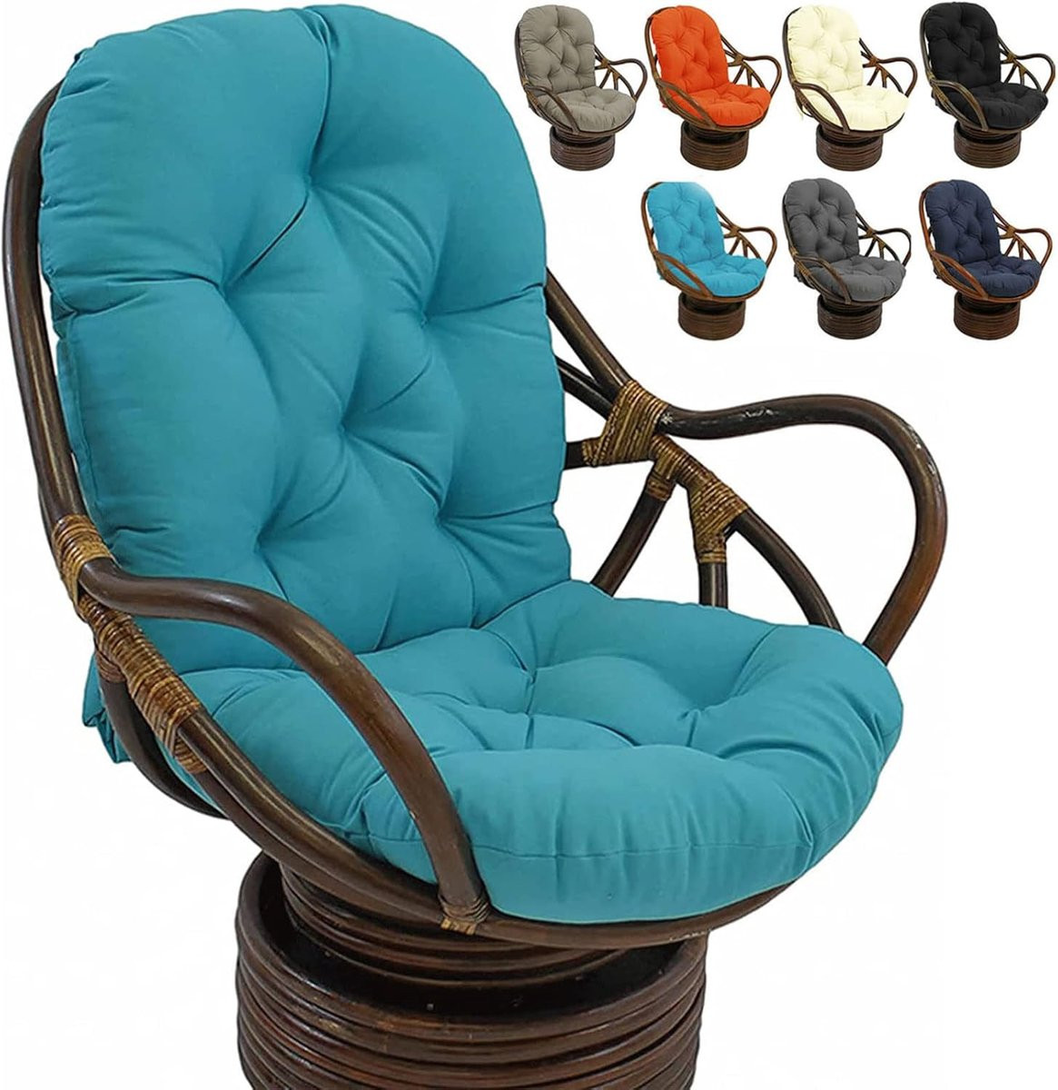 Blauw waterafstotend stoelkussen voor tuinstoelen met koordsluiting, 120 x 60 cm