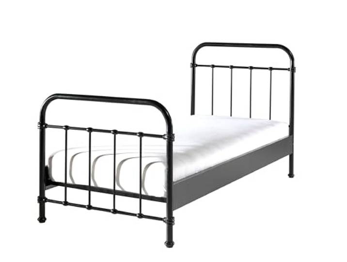 möbelando Metallbett >New York< in Schwarz aus Metall - 210x111x98cm (BxHxT)