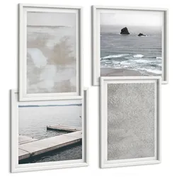 BILDER SET 4er Set - 50x50 cm & 40x60 cm Weißer Rahmen - Abstraktes Design, moderne Texturen