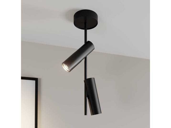 Deckenspot Leda 2, zweiflammig, schwarz 2 SIGMA, dimmbar, schwarz, für Wohn- / Esszimmer, Metall, Modern