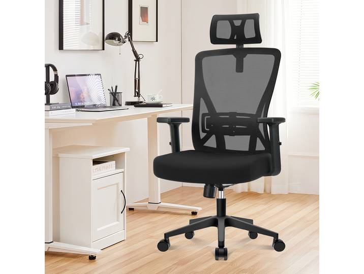 Durrafy Chaise de bureau ergonomique en maille avec support lombaire, hauteur réglable pour la maison et le bureau