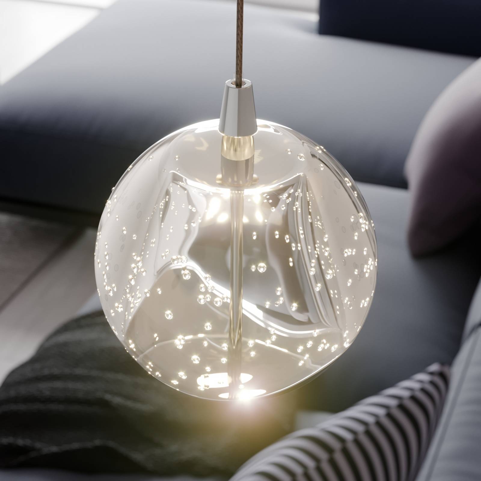 LED Wall Light Hayley Lucande, Clear / transparent, Living / Dining Room, Glass, Modern, Wall Light