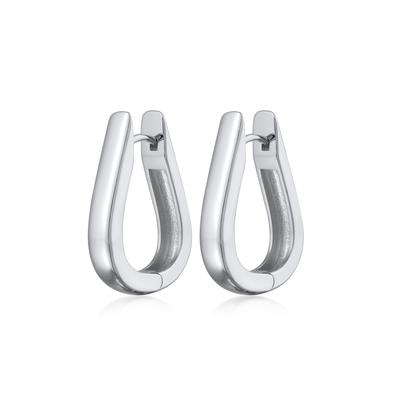 Paar Creolen ELLI "Ohrringe Oval Creolen Silberfarben" Gr. 23, silber, Ohrringe, Damen, 23, ohne Stein, Messing