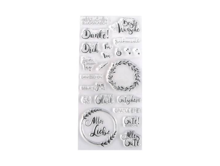 Clear Stamps - Viele Wünsche , 97x205mm, 22 Motive, SB-Btl. 1Bogen