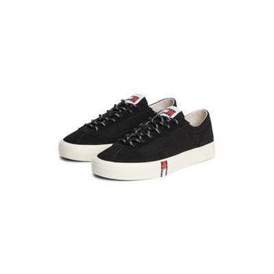 Sneaker TOMMY JEANS "ARCHIVE Y2K", Damen, Gr. 36, Textil, schwarz, Baumwolle, Veloursleder, Schuhe Sneaker, Schnürschuh, Halbschuh, Freizeitschuh mit Kontrastbesatz