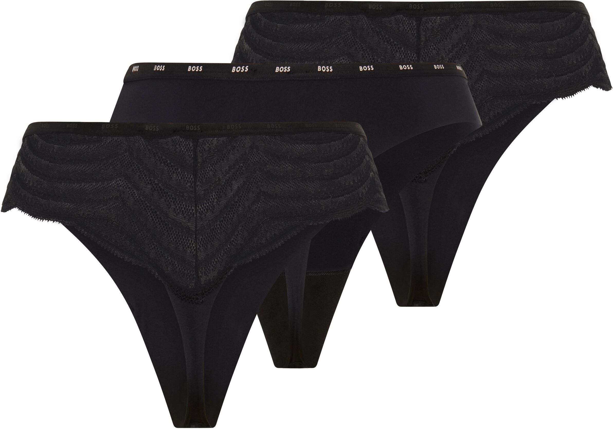 String BOSS "3P LACE", Damen, Gr. M, schwarz (schwarz 001), Obermaterial: 80% Polyamid, 20% Elasthan, körpernah, Unterhosen String