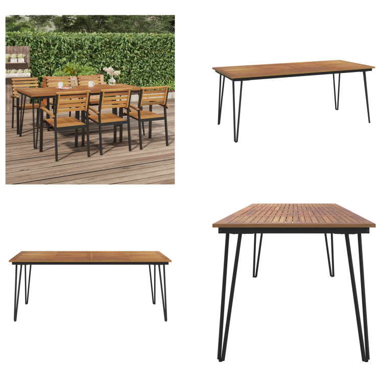 vidaXL Gartentisch Haarnadel Tischbeine 200x90x75 cm Akazie Massivholz - Gartentisch - Gartentische - Außentisch - Terrassentisch