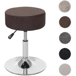 Hocker HWC-C22, Sitzhocker Schminkhocker, höhenverstellbar Ø 35cm ~ Wildlederimitat, vintage dunkelbraun