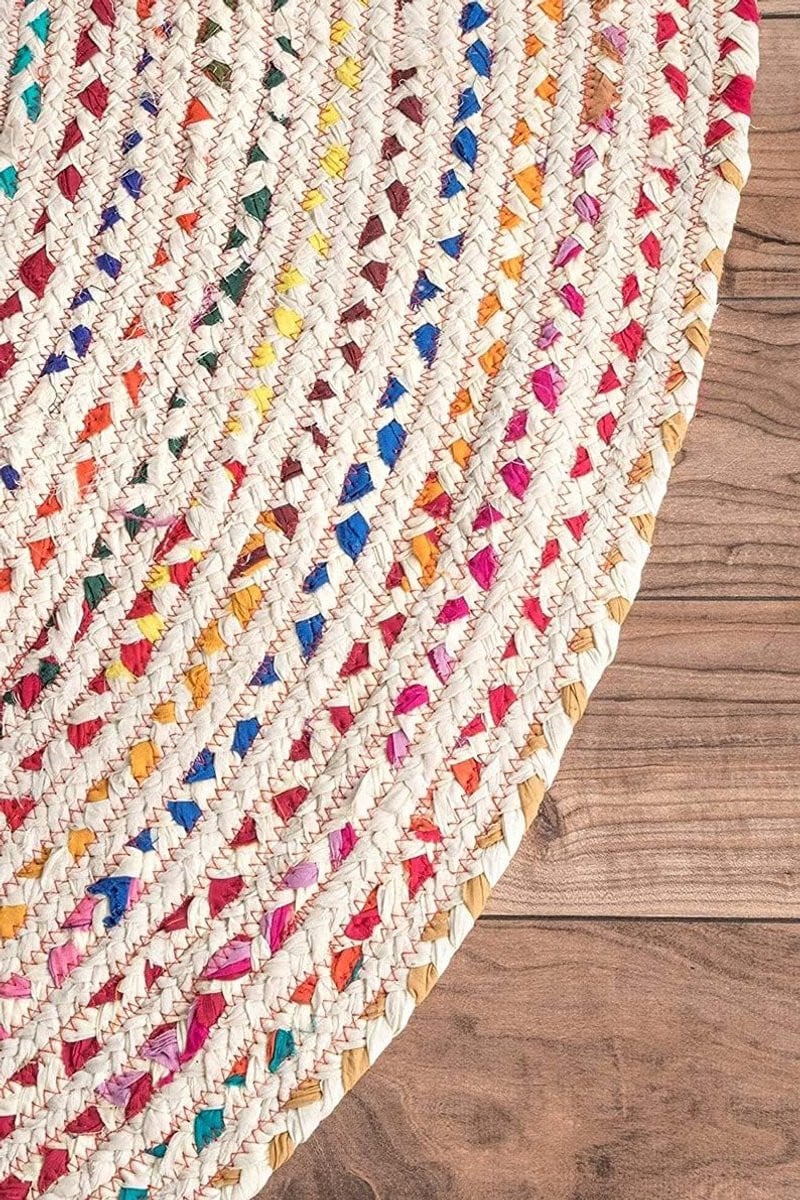 Rond Katoenen Vloerkleed - Naturel - Handgeweven Design Tapijt