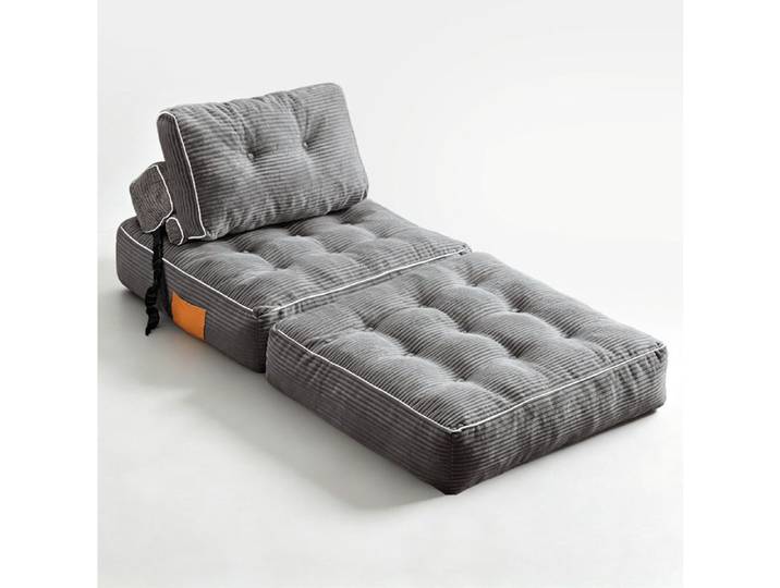 Canapé-lit pliant MJ en velours côtelé gris – fauteuil convertible 1 place