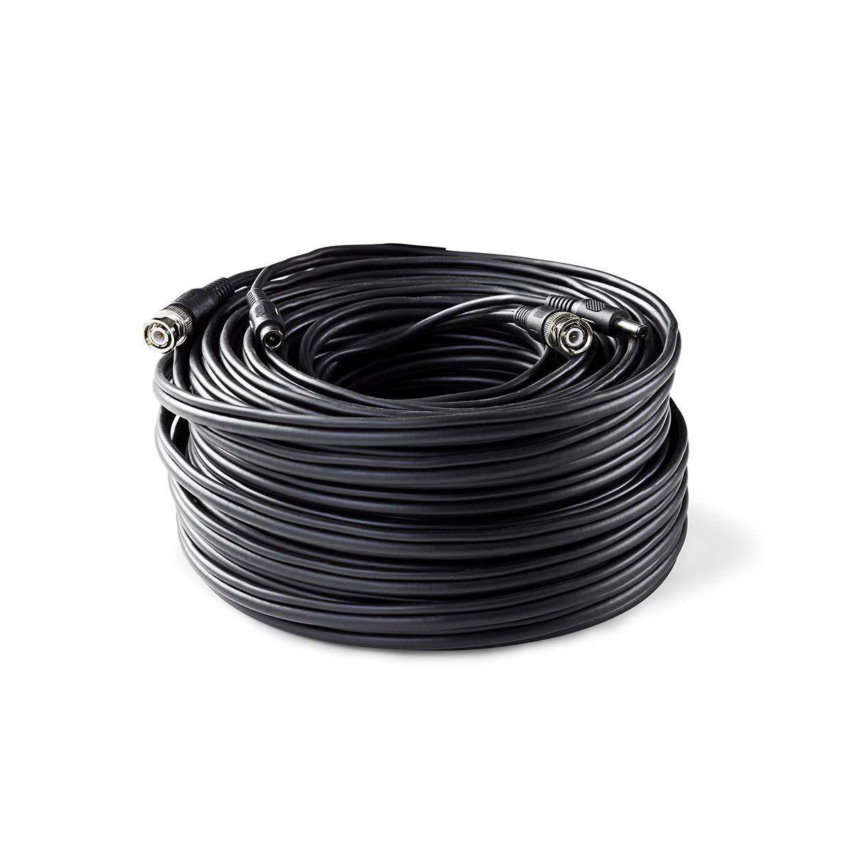 Nedis CCTVCA10BK100 CCTV-kabel, 10 meter, BNC/DC, RG59, mannelijk/vrouwelijk, zwart