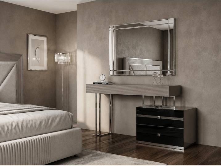 Xlmoebel Kommode Kommode Spiegel Beige Holz Glas Schubladen Modern Schlafzimmer (1 St., 1-tlg)