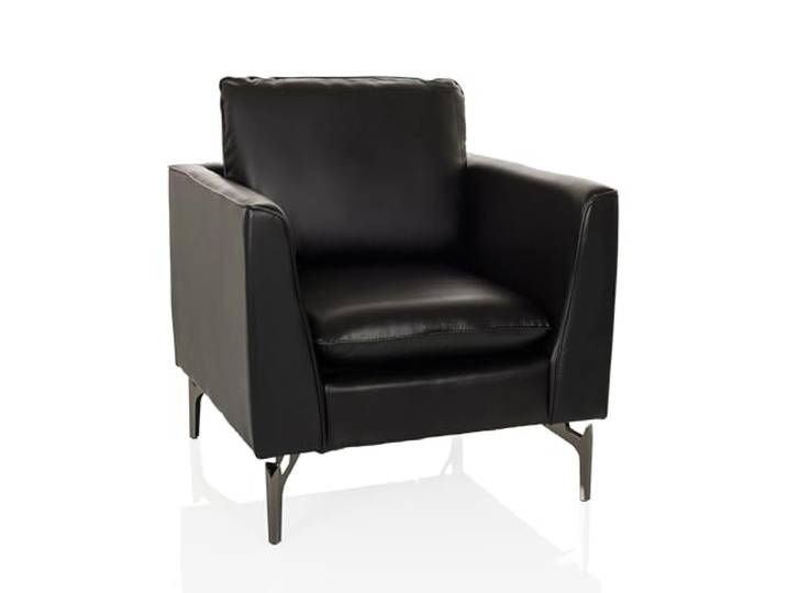 hjh OFFICE Loungesessel 1-Sitzer BAVERO Kunstleder Polsterstuhl Sessel für Wohnzimmer Bar Empfangsbereich, Relaxsessel gepolstert, Schwarz