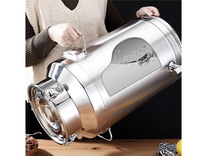 Baril de cuisine hermétique 5L/9L/14L avec robinet, conteneur à graisse en acier inoxydable avec couvercle, seau à lait hermétique, réservoir à vin scellé