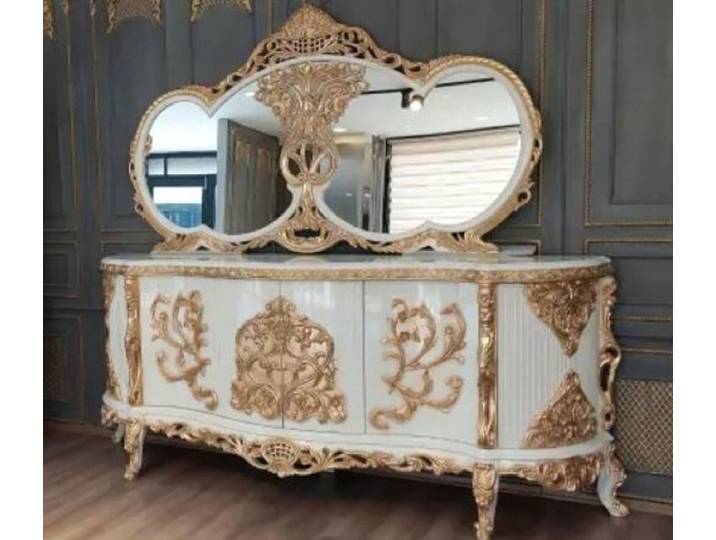 Xlmoebel Sideboard XLMOEBEL Anrichte in Weiß mit Spiegel und Stauraum (Anrichte mit Spiegel, Weiße Anrichte mit Spiegel), Made in Europa