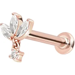 14 Karat Gold Labret mit Innengewinde MOISSANIT-BLUME + MOISSANIT