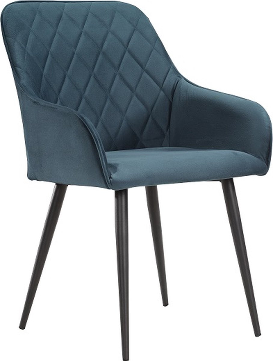 Soof & Tess Bergamo Eetkamerstoel met armleuning - Blauw - Fluweel