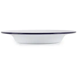 Gastronoble Olympia Emaille Suppenteller - weiß-blau - 24,5cm - 12 Teller - spülmaschinenfest