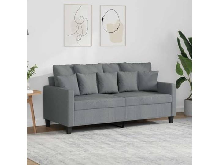 pokgdf 2-Sitzer-Sofa Hellgrau 140 cm Stoff Metallgestell, Dick Polsterung, Bequeme Armlehnen, Modernes Design, 110 kg Tragkraft