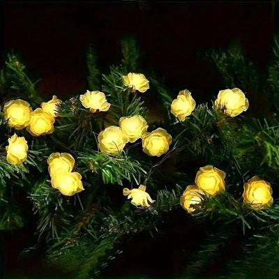 Uplift Picks Solar Rose String Lights For Romantic Garden Patio And Party Decor warm 12 M 100 Leds
